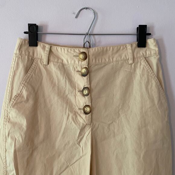 Zara Tan Khaki Cream Tan Cropped Barrel Leg Pants Cotton Boho Women's size XS - Picture 3 of 12